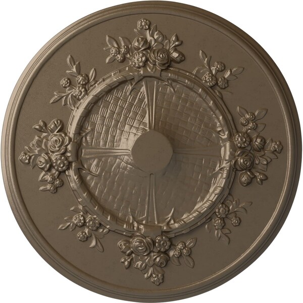 Ekena Millwork Flower Ceiling Medallion (Fits Canopies up to 3 7/8"), Hand-Painted Warm Silver, 27"OD x 1 1/8"P CM27FLWSS - main